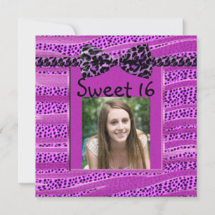 Invitation Sweet sixteen rose Zebrès