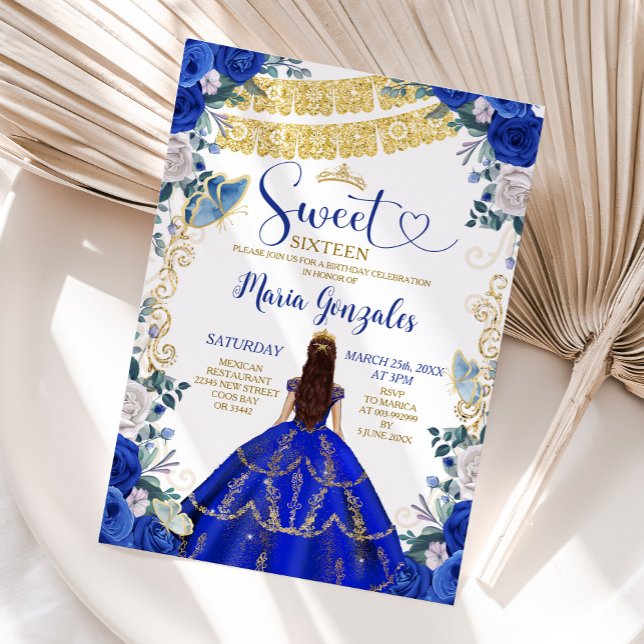Invitation Sweet sixteen Royal Blue Butterfly fête d'annivers (Créateur téléchargé)