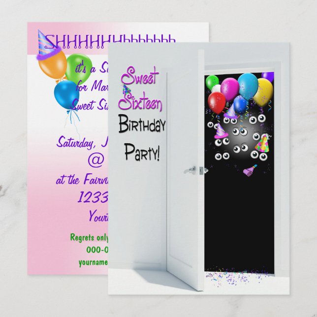 Invitation Sweet sixteen Surprise (Devant / Derrière)