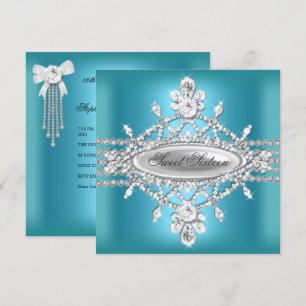 Invitation Sweet sixteen Sweet 16 Anniversaire Turquoise Bleu