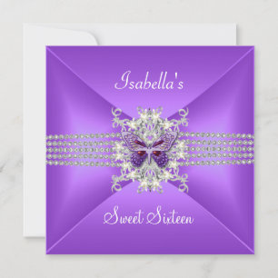 Invitation Sweet sixteen Sweet 16 papillon Lilac Pearl