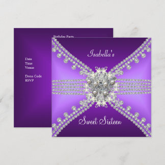 Invitation Sweet sixteen Sweet 16 Papillon Purple Argent 3