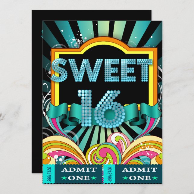 Invitation Sweet sixteen Sweet 16 Party Entrée billet (Devant / Derrière)