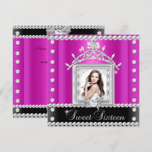 Invitation Sweet Sixteen Sweet 16 Rose Chaud Noir Blanc