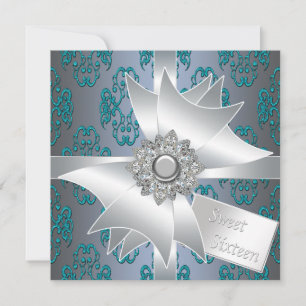 Invitation Sweet sixteen turquoise de cadeau de parties