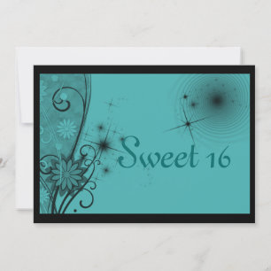 Invitation Sweet sixteen Turquoise et noir