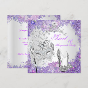 Invitation Sweet sixteen violet 16 Masquerade Party Tiara