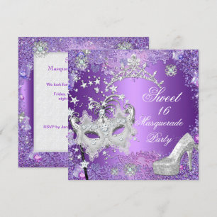 Invitation Sweet sixteen violet 16 Masquerade Party Tiara