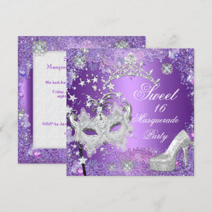 Invitation Sweet sixteen violet 16 Masquerade Tiara Chaussure