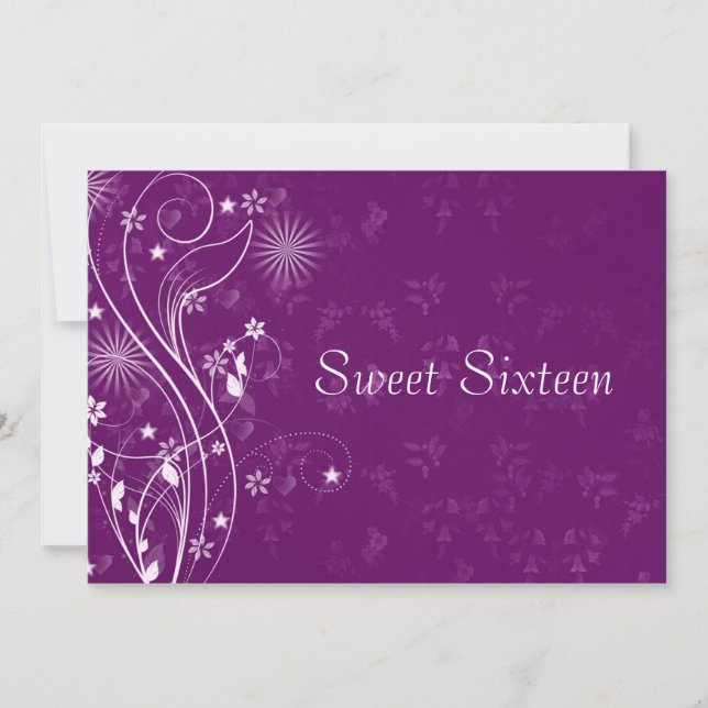 Invitation Sweet sixteen violet et blanc (Devant)