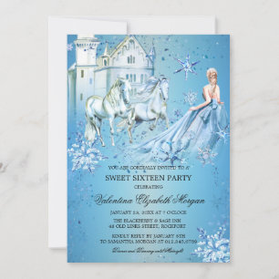 Invitation Sweet sixteen Winter Wonderland Princesse