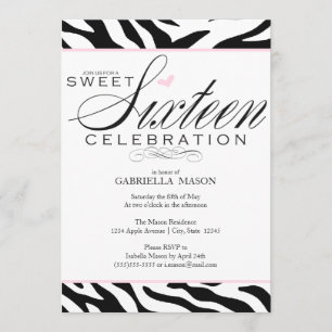 Invitation Sweet sixteen Zebra