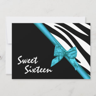 Invitation Sweet sixteen Zebra et Ribbon