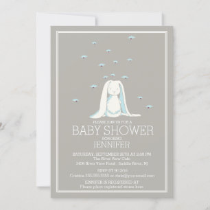 Invitation Sweet Spring Blue Boys Bunny Baby shower