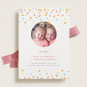 Invitation Sweet Sprinkle Kids Joint Birthday Party Photo