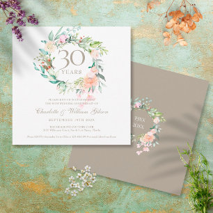 Invitation Sweet Summer Roses Garland 30th Anniversary
