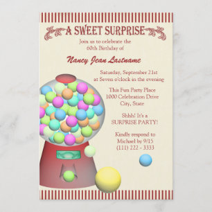 Invitation Sweet Surprise Gumball Machine Anniversaire