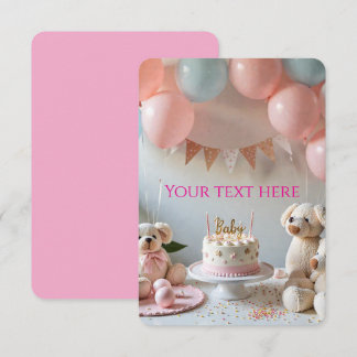Invitation Sweet Teddy Bears Balloons Birthday or Baby Shower
