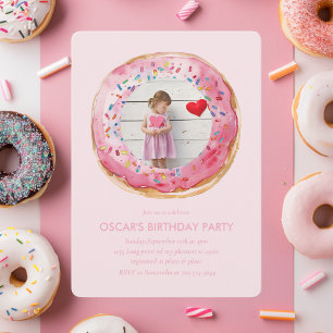 Invitation Sweet Time Pastel Pink Donut Anniversaire