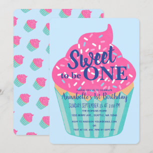 Invitation Sweet to be One Cupcake Kids First Birthday