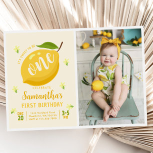 Invitation Sweet To Be One Summer Lemon 1st Birthday Photo