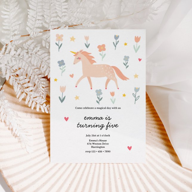 Invitation Sweet Unicorn Floral anniversaire (Créateur téléchargé)