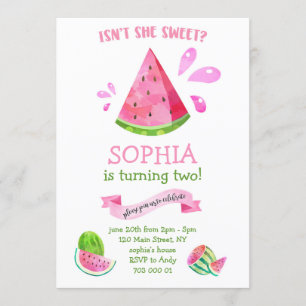 Invitation Sweet Watermelon été fête d'anniversaire fille