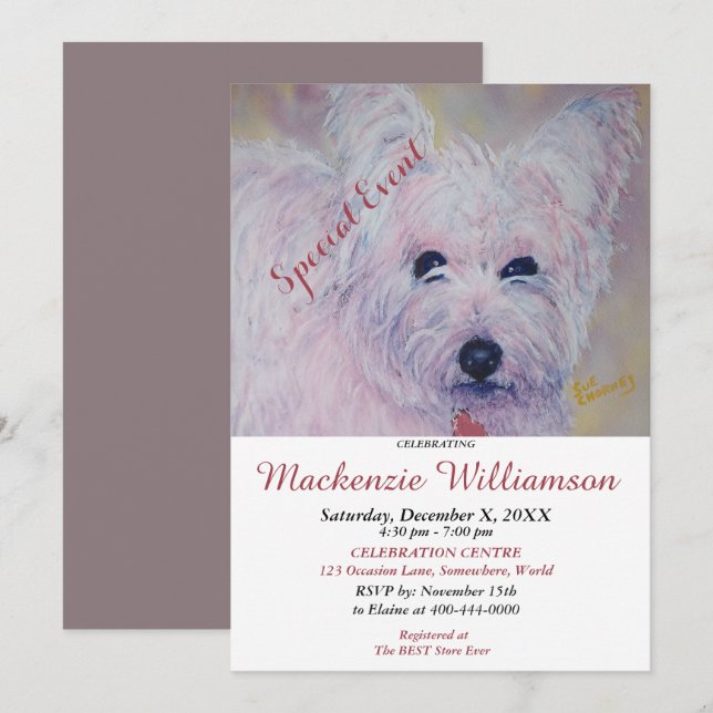 INVITATION SWEET WESTIE SOUHAITE UN ANNIVERSAIRE HEUREUX (Devant / Derrière)