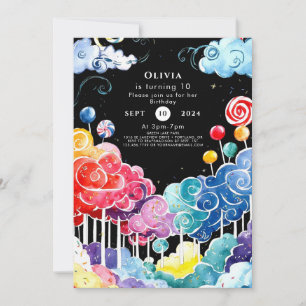 Invitation Sweet Whimsical Candyland Anniversaire