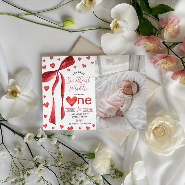 Invitation Sweetheart 1st Birthday Photo Invite (Créateur téléchargé)