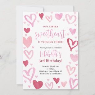 Invitation Sweetheart Valentines Février fête d'anniversaire