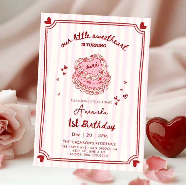 Invitation Sweetheart Valentines Hand Drawn Birthday (Créateur téléchargé)