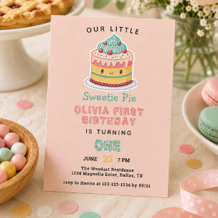 Invitation Sweetie Pie - Fête d'anniversaire de 1 an pour le