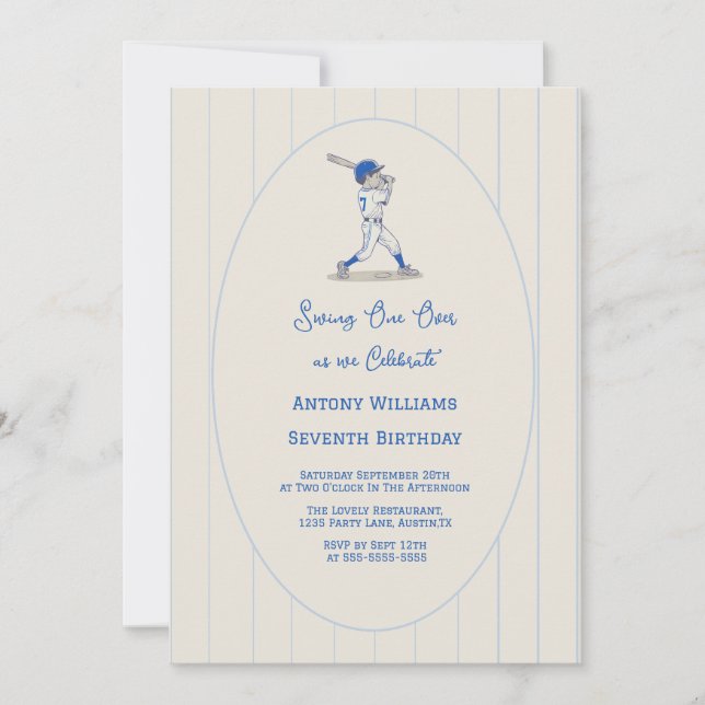 Invitation Swing on Over 7th  Birthday Baseball Party  (Devant)