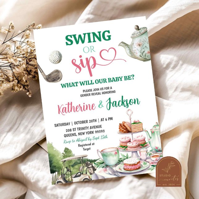 Invitation Swing ou Sip Par-Tea Golf Baby Genre Revela (Créateur téléchargé)
