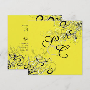 Invitation SWIRLS NOIRS VINTAGES/arrière - plan do-it-yoursel