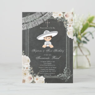 Invitation Sylver de Fiesta mexicain Baptême et anniversaire