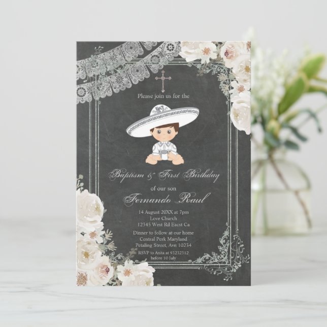 Invitation Sylvère de Fiesta mexicaine Baptême et anniversair (Debout devant)