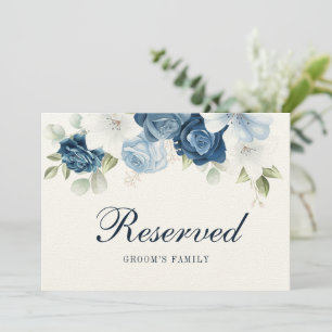 Invitation Symbole bleu Dusty Floral Groom Famille Réservé