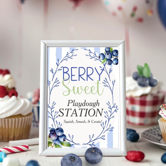 Invitation Symbole Blueberry de la station de jeu Berry Sweet (Berry Sweet Playdough Station Blueberry Sign)