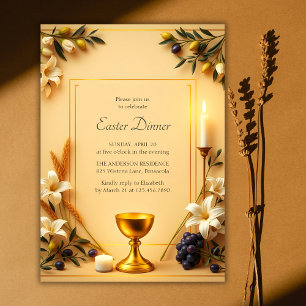 Invitation Symbole chrétien Élégant Dîner religieux de Pâques