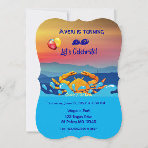 Invitation Symbole crabe d'anniversaire /Cancer (21 juin - 22