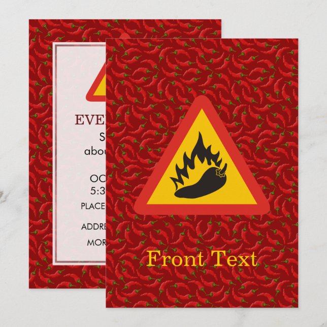 Invitation Symbole de danger de poivre chaud (Devant / Derrière)