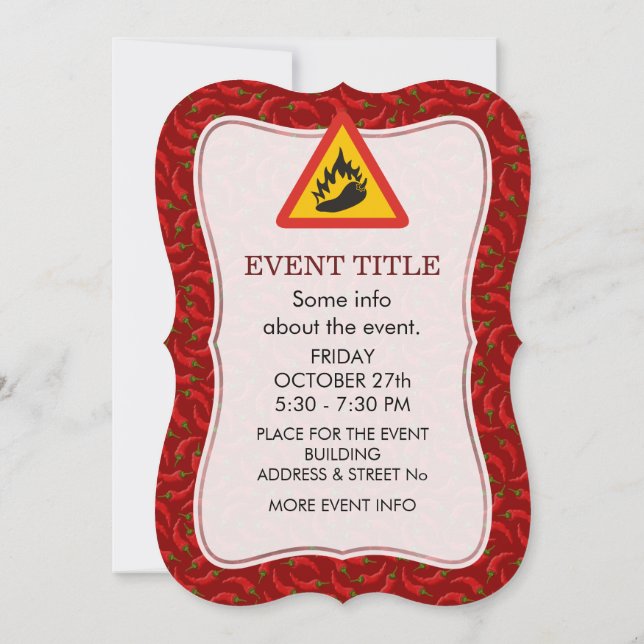 Invitation Symbole de danger de poivre chaud (Dos)