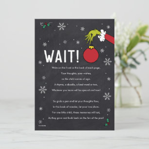 Invitation Symbole de la fête du livre d'invité Grinch Chalkb