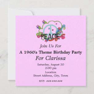 Invitation SYMBOLE DE LA PAIX Abstraite Scrolls Anniversaire
