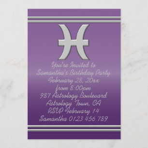 Invitation Symbole de Pisces à Chrome lors de la fête d'anniv