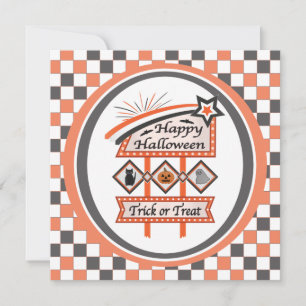 Invitation Symbole d'Halloween Vintage rétro - Tricoter ou tr