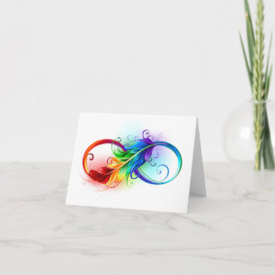 Invitation Symbole d'infini avec plume arc-en-ciel