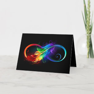 Invitation Symbole d'infini avec plume arc-en-ciel